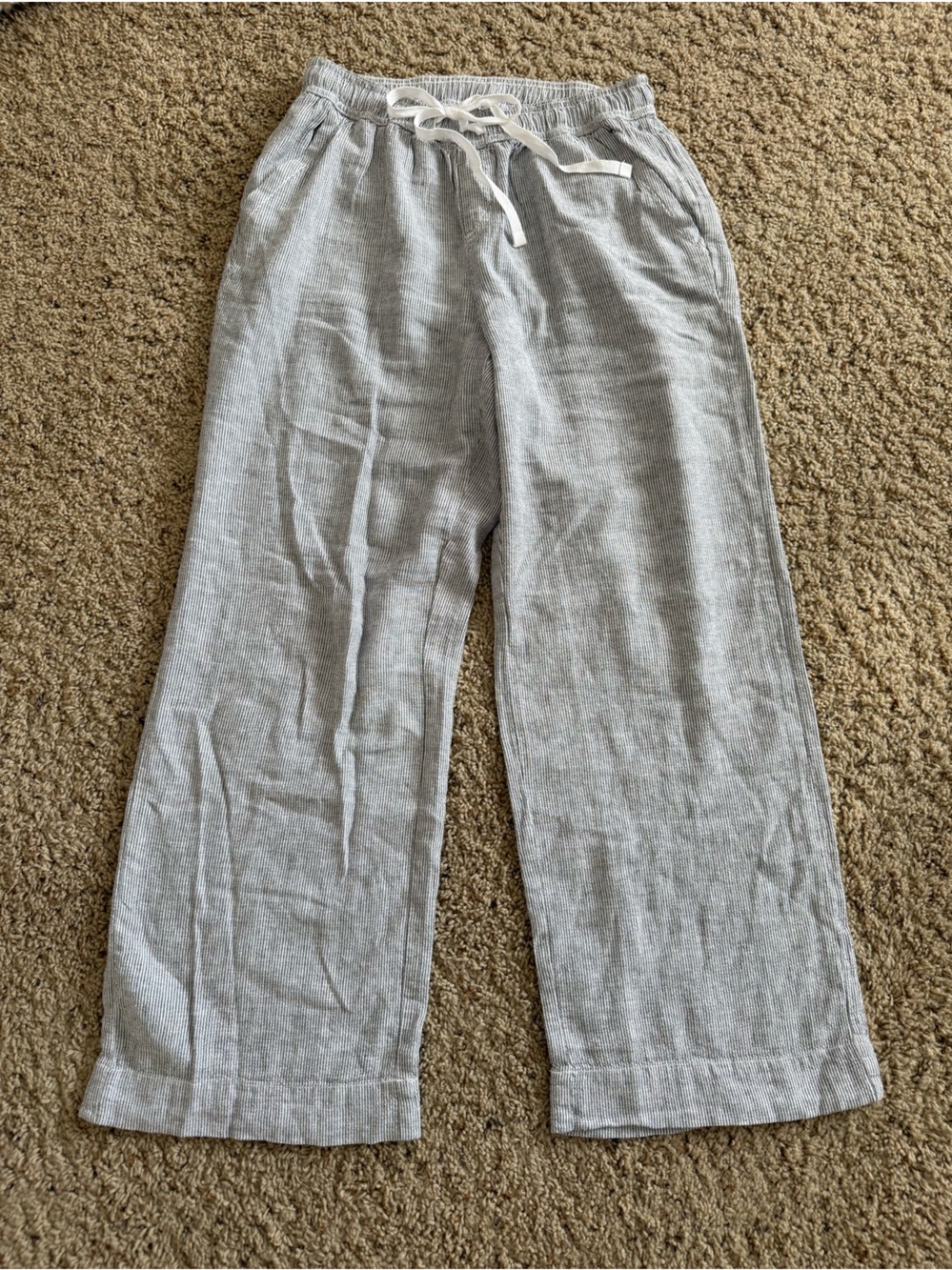 Briggs New York Blue And White Stripped Drawstring Wide-leg pants